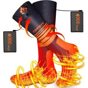 Electric Heated Socks for Men & Women, 2023 Upgraded 4000mAh Rechargeable Heated